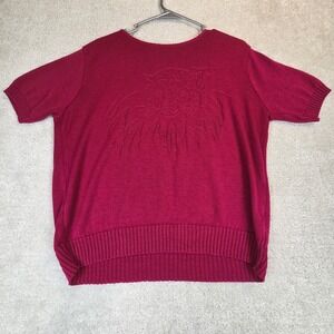 Vtg Kenneth Too Pink Knit Sweater Womens Leopard‎ Short Sleeve Retro 80s USA